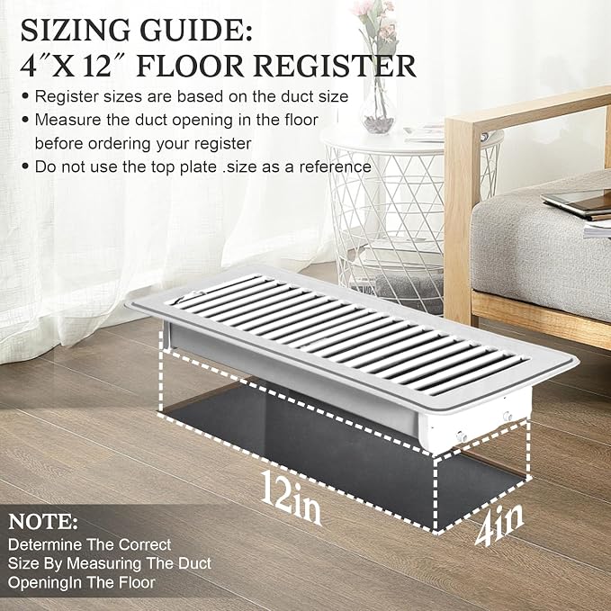 12 PCS Floor Vents Floor Registers 4x12 inch, Heavy Duty Metal Heat Air Vent Covers 4 X 12 with Rust Proof Finish for Home