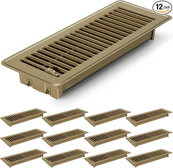 12 PCS Floor Vents Floor Registers 4x12 inch, Heavy Duty Metal Heat Air Vent Covers 4 X 12 with Rust Proof Finish for Home