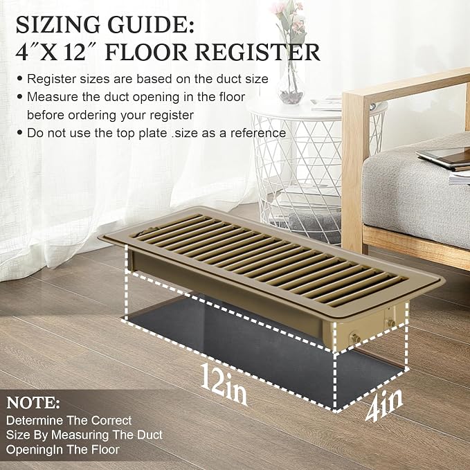 12 PCS Floor Vents Floor Registers 4x12 inch, Heavy Duty Metal Heat Air Vent Covers 4 X 12 with Rust Proof Finish for Home