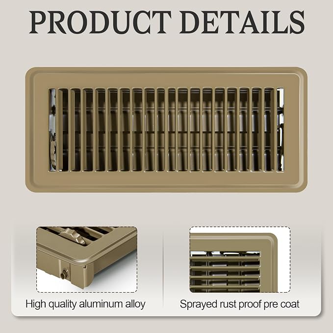 12 PCS Floor Vents Floor Registers 4x12 inch, Heavy Duty Metal Heat Air Vent Covers 4 X 12 with Rust Proof Finish for Home