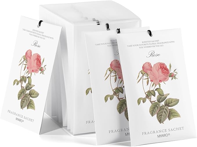 12 Pcs Rose Scented Sachets Long Lasting Room Air Freshener Odor Deodorizer Eliminating for Home Drawer Closet Clothes