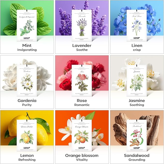 12 Pcs Rose Scented Sachets Long Lasting Room Air Freshener Odor Deodorizer Eliminating for Home Drawer Closet Clothes