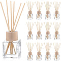 12 Set Reed Diffuser Bottle Empty Fragrance Glass Diffuser Bottles Refillable Diffuser Bottles Set with Wooden Caps Rattan