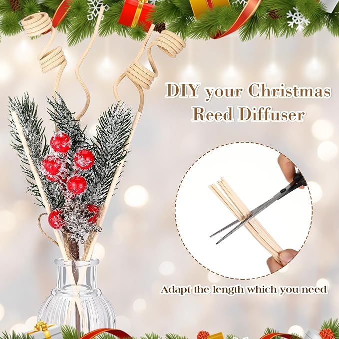12 Sets Christmas Reed Diffuser Bottles Empty Essential Oil Glass Diffuser Bottles with Stoppers, Reed Sticks, alternate