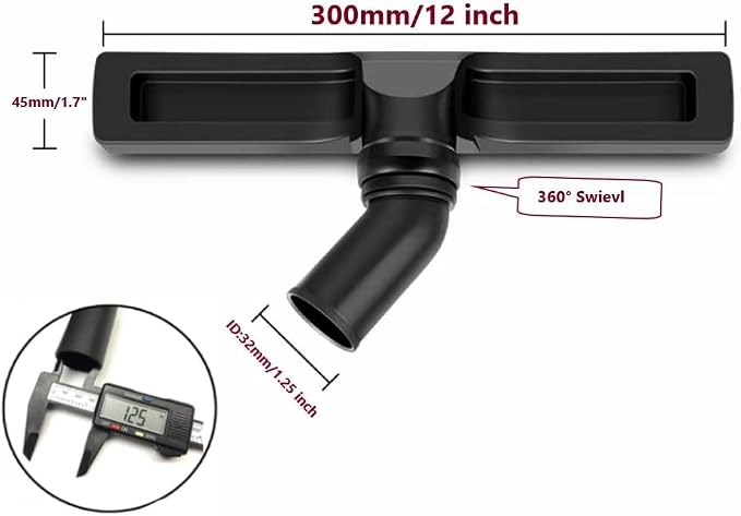 12" Universal Vacuum Cleaner Attachment 360° Swivel Floor Brush Tool 1.25" 32mm ID Vacuum Brush Accessorie, alternate product