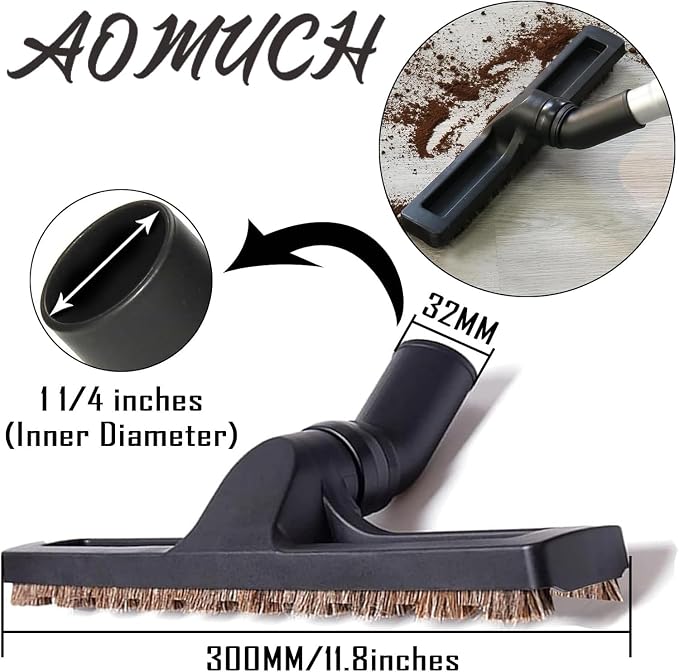 12" Universal Vacuum Cleaner Attachment 360° Swivel Floor Brush Tool 1.25" 32mm ID Vacuum Brush Accessorie, alternate product