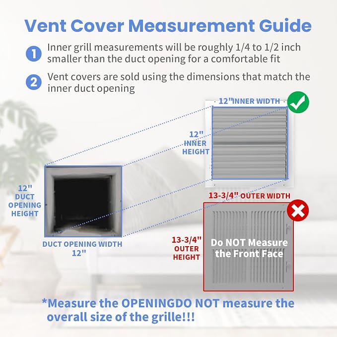 12 x 12 Inch [Duct Opening] Air Vent Covers for Wall or Ceiling - High Airflow 2 Way Steel Ventilation, alternate view 6