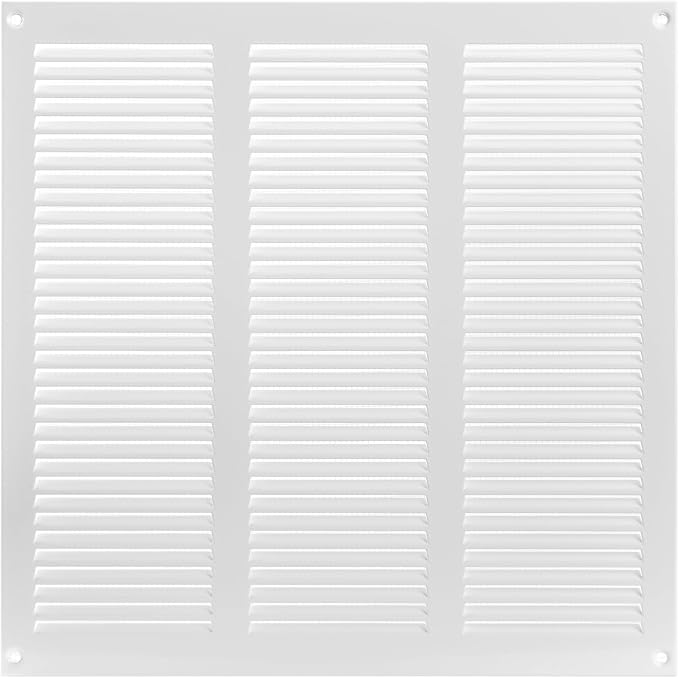 12 x 12 Inch (External Size) White Galvanized Steel Return Air Register Vent Cover, AC Vent Cover, Dryer Vent Cover Outside &