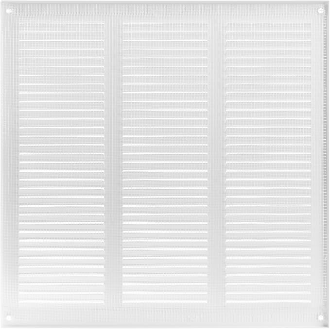 12 x 12 Inch (External Size) White Galvanized Steel Return Air Register Vent Cover, AC Vent Cover, Dryer Vent Cover Outside &