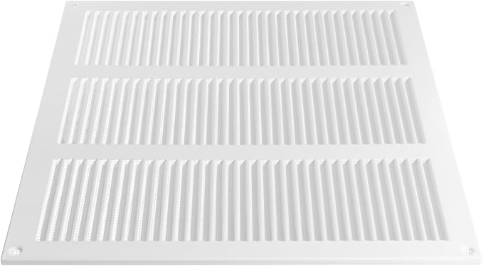 12 x 12 Inch (External Size) White Galvanized Steel Return Air Register Vent Cover, AC Vent Cover, Dryer Vent Cover Outside &