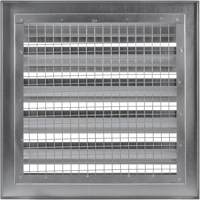 12" x 12" Inch Galvanized Steel Industrial Gable Vent - Heavy-Duty Louvered Air Intake Exhaust Vent Cover – Outdoor Wall Vent