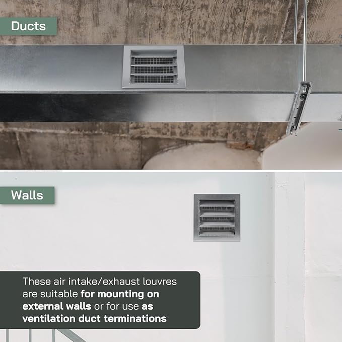 12" x 12" Inch Galvanized Steel Industrial Gable Vent - Heavy-Duty Louvered Air Intake Exhaust Vent Cover – Outdoor Wall Vent