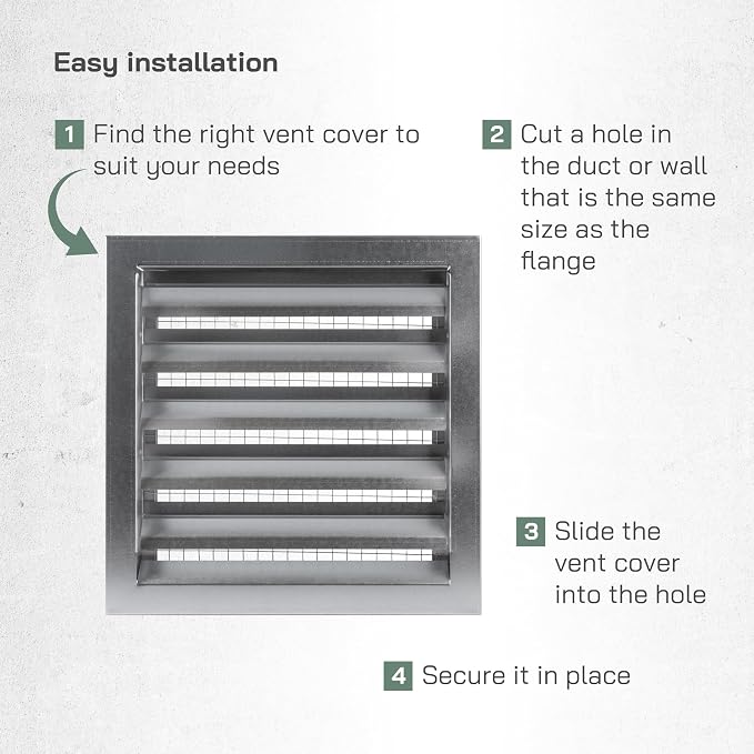 12" x 12" Inch Galvanized Steel Industrial Gable Vent - Heavy-Duty Louvered Air Intake Exhaust Vent Cover – Outdoor Wall Vent