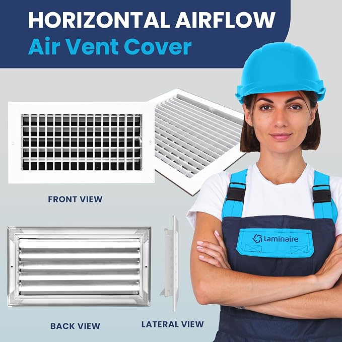 12" x 4" (Duct Opening) Register Vent Cover – Adjustable Single Deflection Aluminum HVAC Grille for Heater, alternate view 2