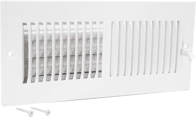 12 x 4 Inch (Duct Opening) Air Vent Cover for Wall or Ceiling, Two-Way Ventilation Register, Solid Steel HVAC