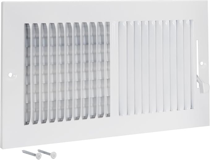 12 x 6 Inch (Duct Opening) Air Vent Cover for Wall or Ceiling, Two-Way Ventilation Register, Solid Steel HVAC