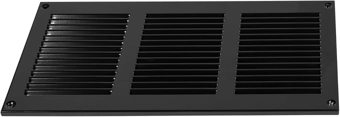 12 x 6 Inch (External Size) Black Galvanized Steel Return Air Register Vent Cover, AC Vent Cover, Dryer Vent Cover Outside &