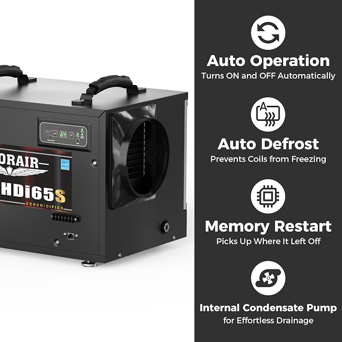 120 PPD Commercial Dehumidifiers with Pump and Hose, Crawl Space Basement dehumidifier, Industry Water Damage Unit, Compact
