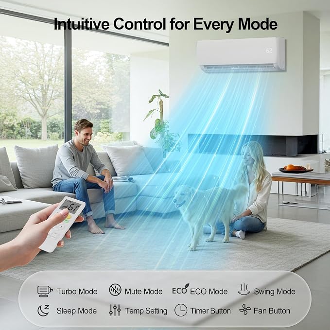 12000 BTU Mini Split AC/Heating System,19 SEER2 110/120V Energy Efficient Ductless Inverter System,Cools Up to 750 Sq.Ft