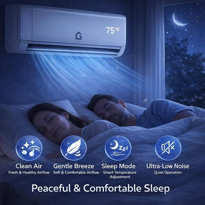 12000 BTU Mini Split AC/Heating System, 21 SEER2 Inverter Ductless Heat Pump, WiFi Wall Mount Split System Air Conditioner