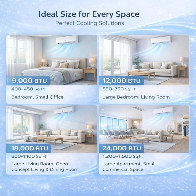 12000 BTU Mini Split AC/Heating System, 21 SEER2 Inverter Ductless Heat Pump, WiFi Wall Mount Split System Air Conditioner