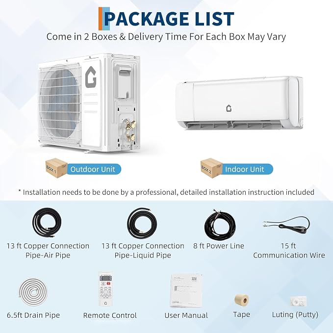 12000 BTU Mini Split AC/Heating System, 22 SEER2 Inverter Split System Air Conditioners, alternate product view 8