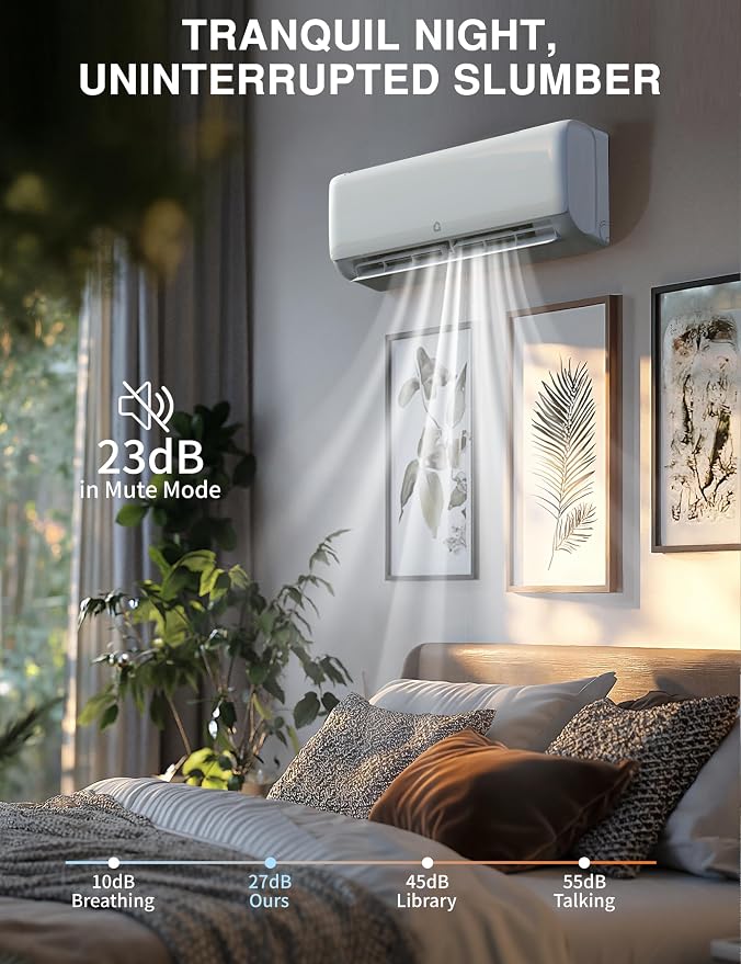 12000 Btu Mini Split AC Heating System, Wifi Enabled Mini Split Air Conditioner with 22 SEER2 Inverter, Heat Pump, 110V Air