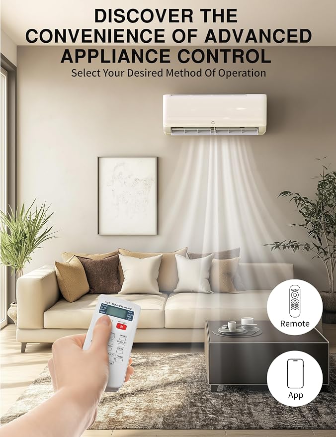 12000 Btu Mini Split AC Heating System, Wifi Enabled Mini Split Air Conditioner with 22 SEER2 Inverter, Heat Pump, 110V Air