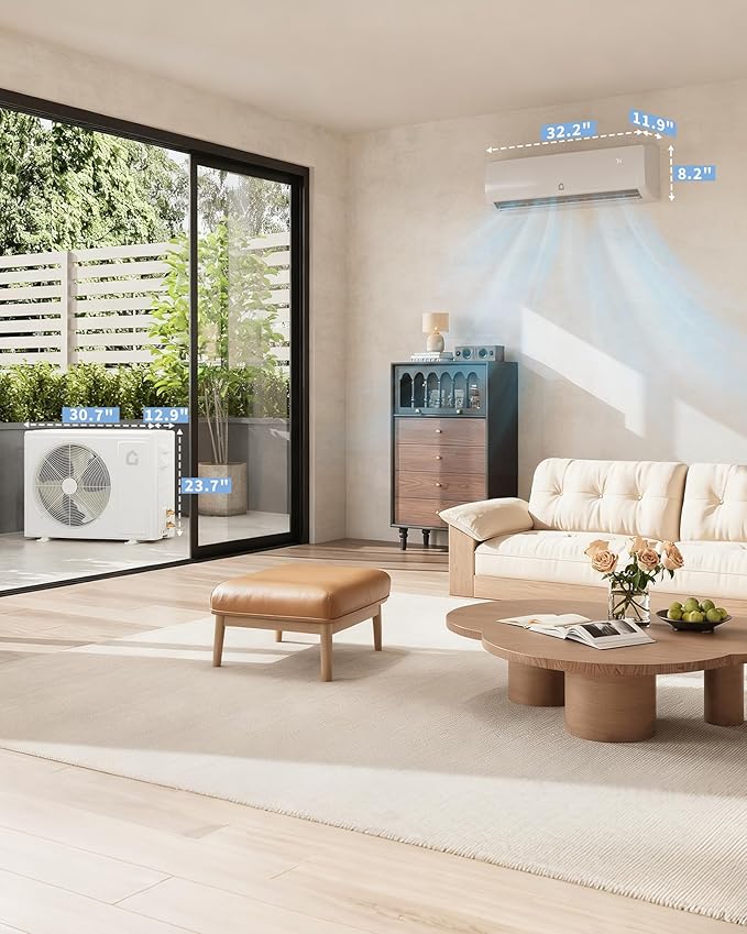 12000 BTU Mini Split Air Conditioner,19 SEER2 Ductless Inverter AC w/ 230V, Cool Up to 750 Sq. Ft with Heat Pump