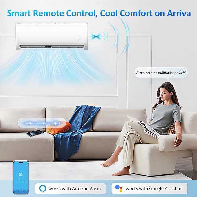 12000 BTU Mini Split Air Conditioner, 19 SEER2 Ductless AC, 115V Inverter System, Alexa Compatible, Cools Up to 750 Sq. Ft