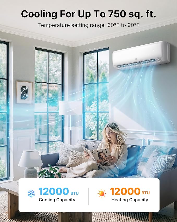 12000 BTU Mini Split Air Conditioner 230V, 20 SEER2 AC & Heat Pump, Quiet Ductless System for Up to 750 Sq.Ft, alternate