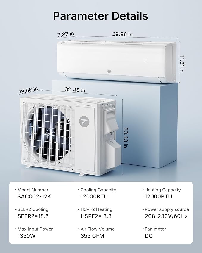 12000 BTU Mini Split Air Conditioner 230V, 20 SEER2 AC & Heat Pump, Quiet Ductless System for Up to 750 Sq.Ft, alternate