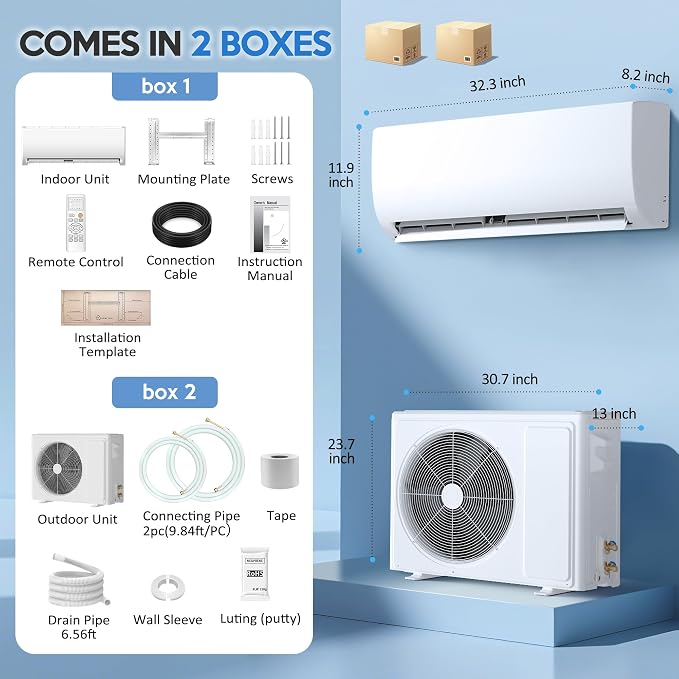 12000 BTU Mini Split Air Conditioner & Heat Pump, 115V Wall Mount Ductless Inverter AC/Heating System - 19 SEER2, Ultra