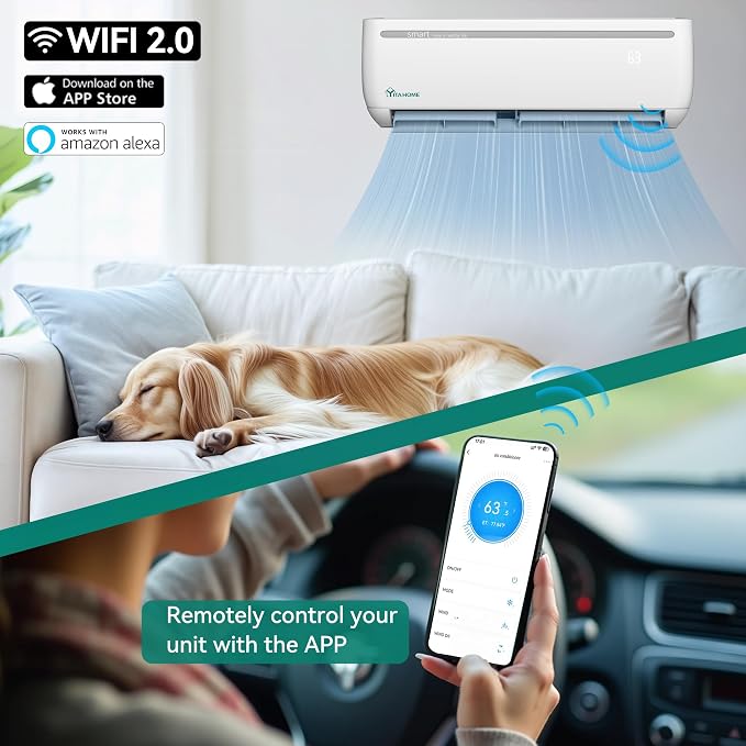 12000 BTU Mini Split Air Conditioner Heat Pump System, 17 SEER2 208-230V Ductless Inverter System with Wi-Fi &, alternate