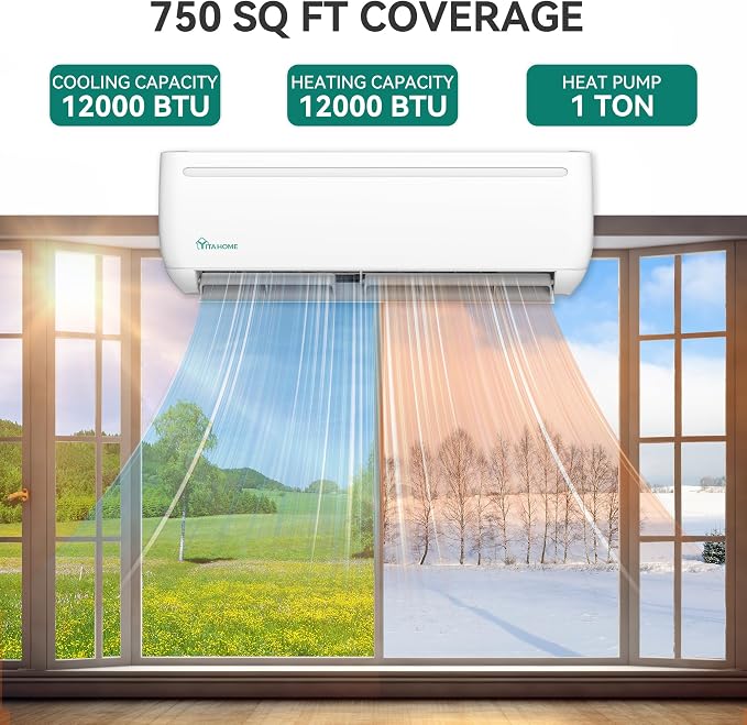 12000 BTU Mini Split Air Conditioner Heat Pump System, 20 SEER2 115V WiFi Enabled Inverter Ductless AC Cool Up to 750 Sq.