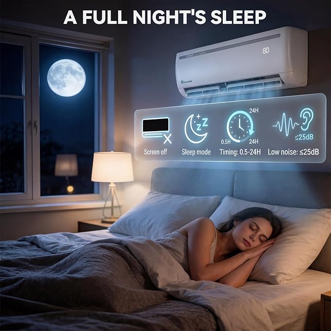 12000 BTU Mini Split Air Conditioner Heat Pump System, 20 SEER2 115V WiFi Enabled Inverter Ductless AC Cool Up to 750 Sq.