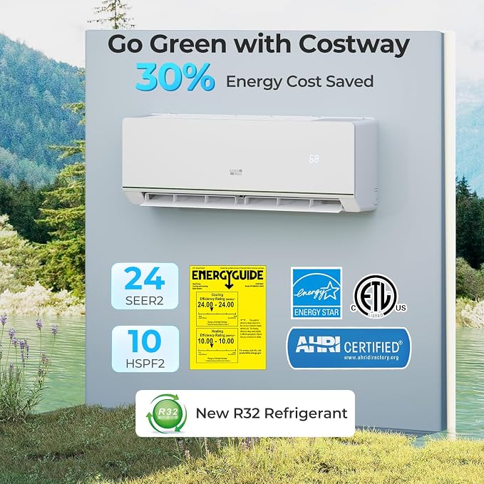 12000 BTU Mini Split Air Conditioner & Heater, 115V WiFi Enabled 24 SEER2 Ductless Inverter AC Unit, Works w/Alexa, Cools
