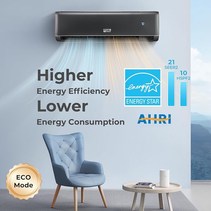 12000 BTU Mini Split Air Conditioner & Heater, 21 SEER2 208-230V Inverter AC Unit Cools Rooms up to 750 Sq. Ft, Energy Star