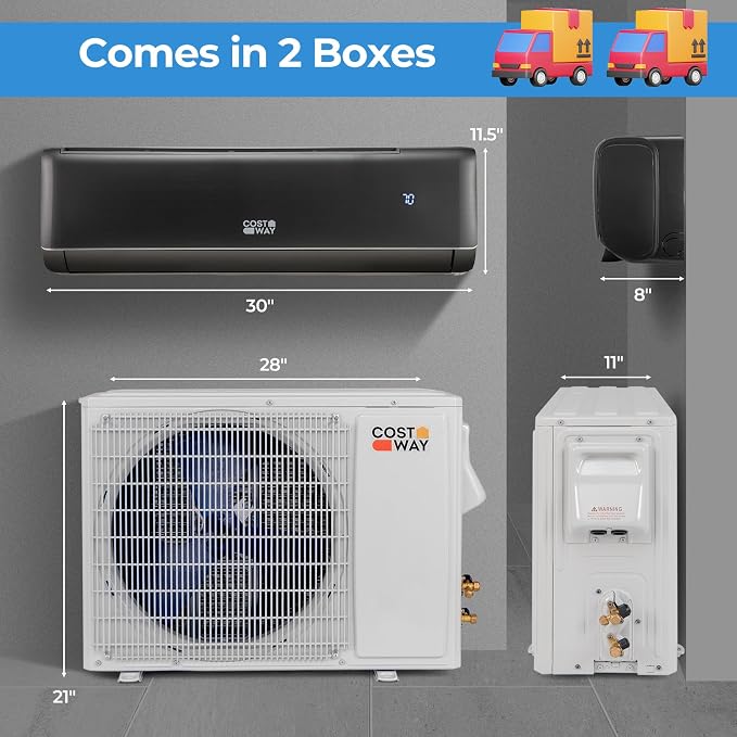 12000 BTU Mini Split Air Conditioner & Heater, 21 SEER2 208-230V Inverter AC Unit Cools Rooms up to 750 Sq. Ft, Energy Star