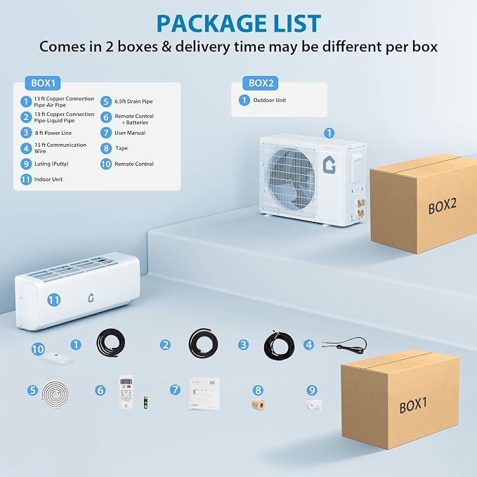 12000 BTU Mini Split Air Conditioner& Heater, 21 SEER2, Cools 750 Sq.Ft, Alexa Compatible, Inverter Tech Ductless Air