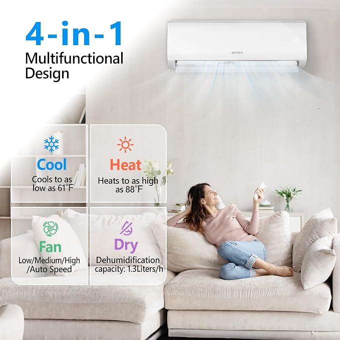 12000 BTU Mini Split Air Conditioner Indoor Unit Only, 230V Ductless Wall Mounted Air Handler, alternate product view 2