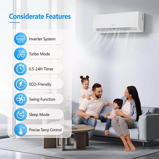 12000 BTU Mini Split Air Conditioner Indoor Unit Only, 230V Ductless Wall Mounted Air Handler, alternate product view 3