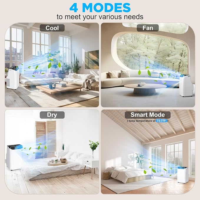 12000 BTU Portable Air Conditioner, 3-IN-1 Free Standing Cooling Portable AC Unit with Fan & Dehumidifier Function, Remote