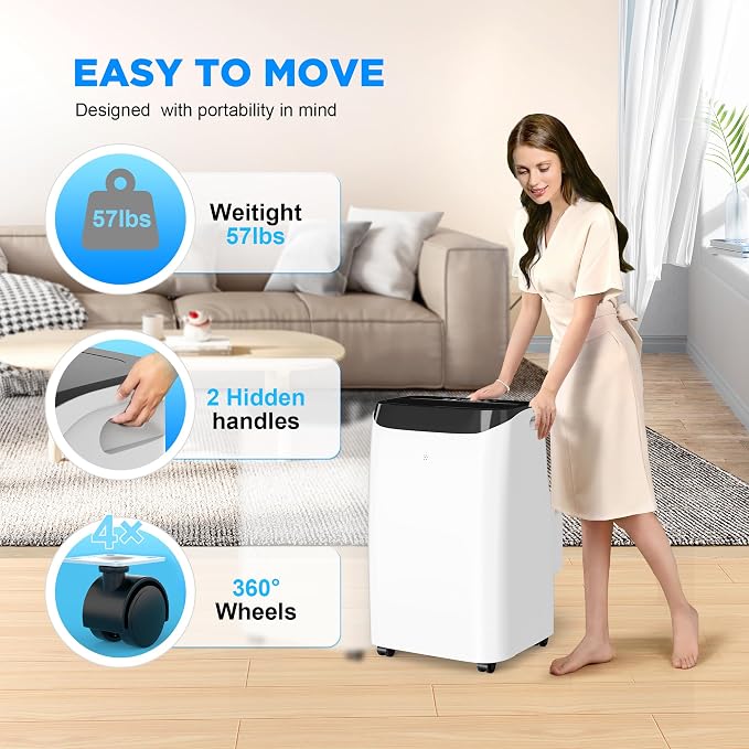12000 BTU Portable Air Conditioner, 3-IN-1 Free Standing Cooling Portable AC Unit with Fan & Dehumidifier Function, Remote
