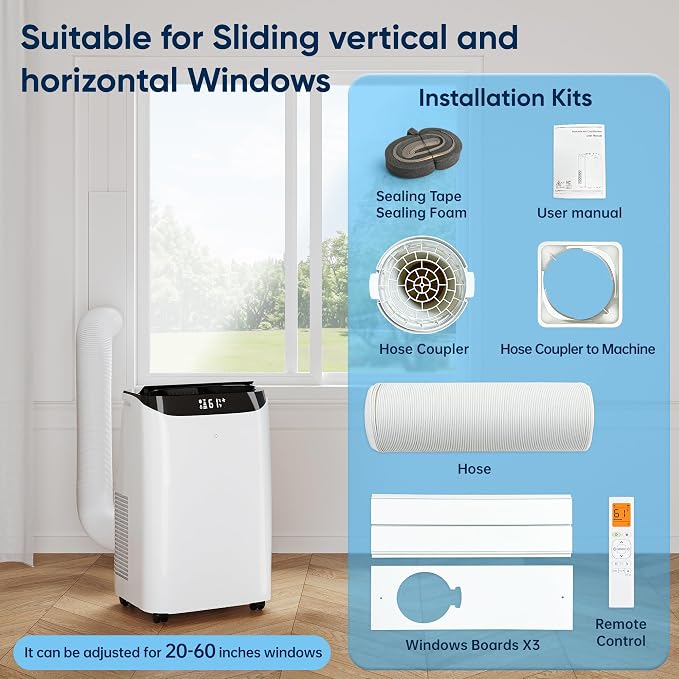 12000 BTU Portable Air Conditioner, 3-IN-1 Free Standing Cooling Portable AC Unit with Fan & Dehumidifier Function, Remote