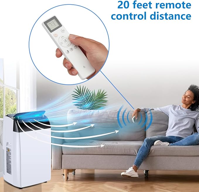 12000 BTU Portable Air Conditioner, Cools up to 550 sq.ft, 3-in-1 AC Unit with Cooling, Dehumidifier & Fan, Quiet Portable AC