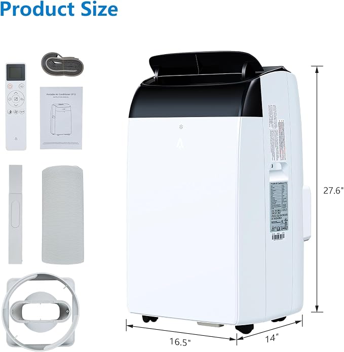 12000 BTU Portable Air Conditioner, Cools up to 550 sq.ft, 3-in-1 AC Unit with Cooling, Dehumidifier & Fan, Quiet Portable AC