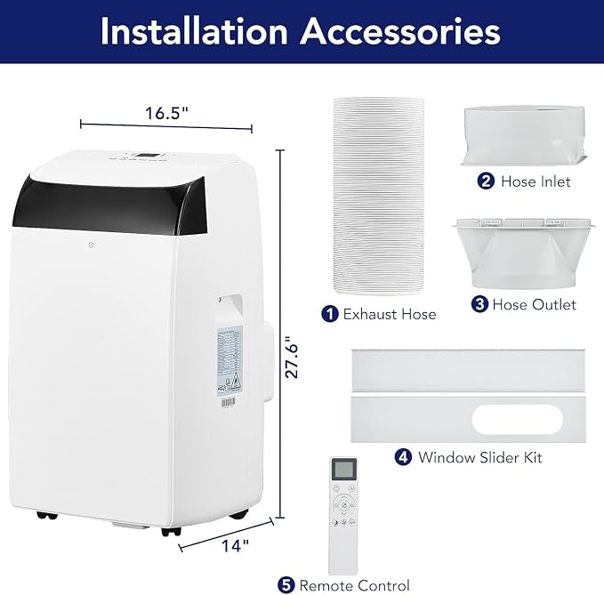 12000 BTU Portable Air Conditioner with Remote Control, 3-in-1 Free Standing Cooling Portable AC Unit with Cool/Dry/Fan Mode