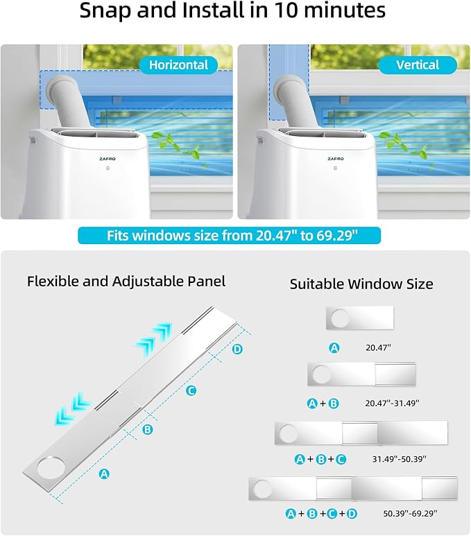 12000 BTU Portable Air Conditioners (8000 BTU SACC), AC Unit for Bedroom with Drainage-free Cooling, Fan & Dehumidifier