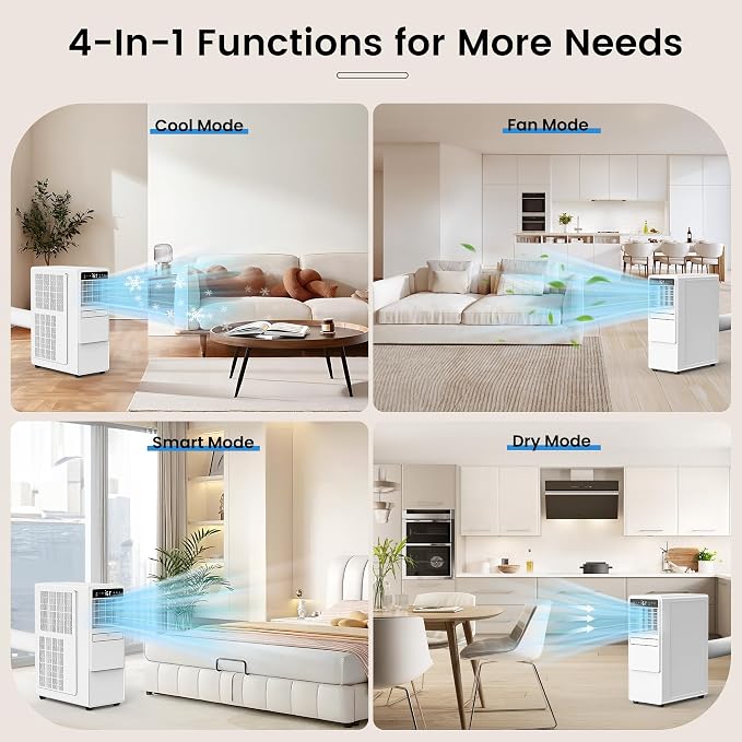 12000 BTU Portable Air Conditioners for Room up to 500 sq.ft, 3-in-1 Free Standing Quiet Portable AC Unit with Fan &